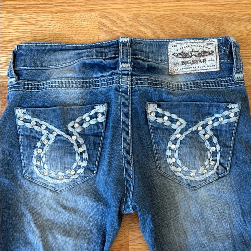 Big Star Blue Boot Cut Jeans with Decorative Back